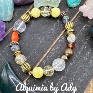 Aura yellow jade Citrine beaded maxi beads handmade bracelet